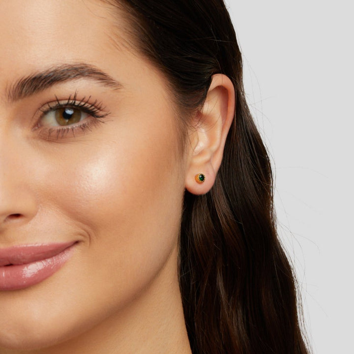 Pendientes de botón verde esmeralda